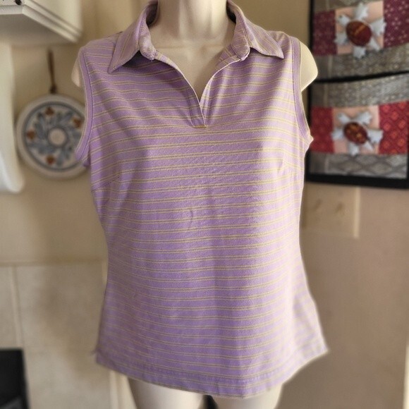 Nike Fit Dry Purple Striped Sleeveless Golf Tank Size Large - Picture 2 of 6